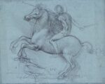 A design for an equestrian monument, c.1485–8, metalpoint on blue prepared paper