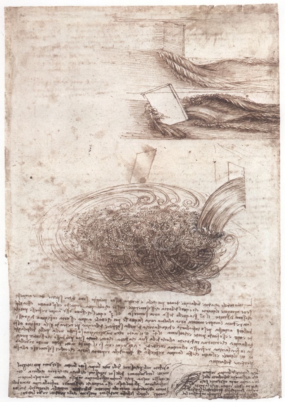 Leonardo da Vinci, vortici dal Codice Leicester, 1507. Bill Gates Collection