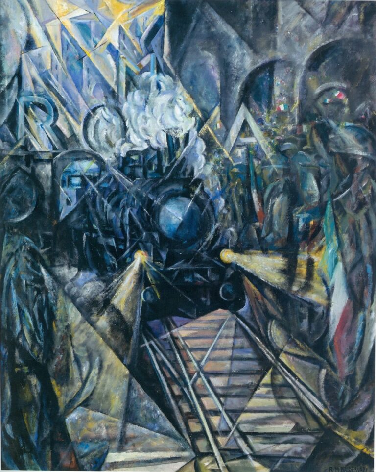 Roberto Iras Baldessari Soldati alla stazione 1917 ca olio su tela Motori e arte. Il mito dei Florio rivive a Palermo