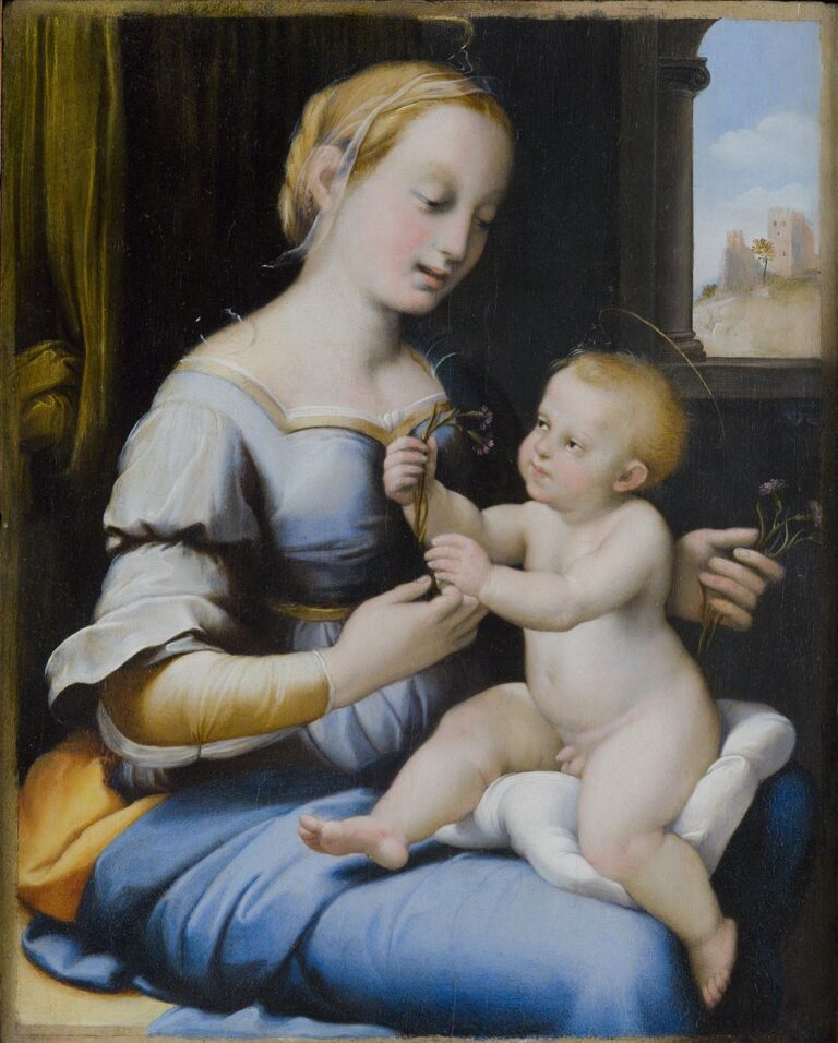 da Raffaello, Madonna col Bambino (Madonna dei garofani), XVI sec. Roma, Gallerie Nazionali di Arte Antica di Roma, Palazzo Barberini