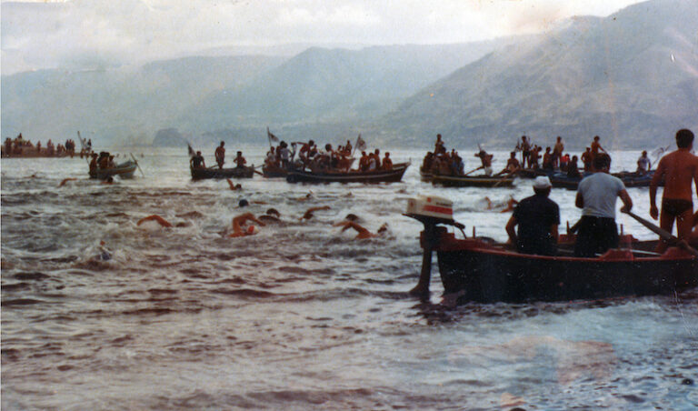 Traversata dello stretto di Messina, Capo Peloro - Punta Pezzo, gara internazionale di nuoto pinnato, Courtesy Archivio Fotografico Centro Nuoto Sub Villa