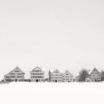 Pierre Pellegrini, Le bianche case dell'inverno, 2017, Stampa ai pigmenti di carbone su carta cotone, cm 50 x 50, Edition: 1/5, Courtesy: Galleria Valeria Bella