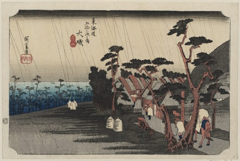 Utagawa Hiroshige, Oiso. Pioggia delle lacrime di Tora [del ventottesimo giorno del quinto mese], 1833-34