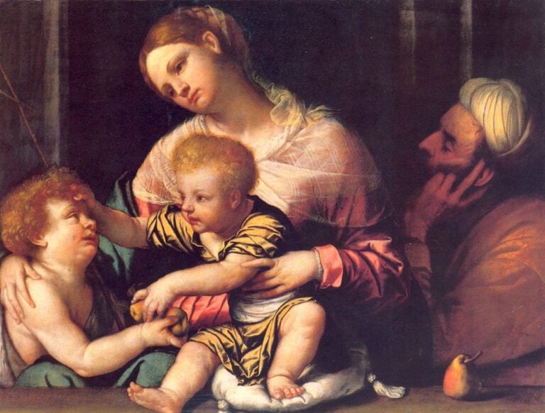 Alessandro Bonvicino, detto il Moretto, Sacra Famiglia con San Giovannino, c. 1535, Milano, Museo Poldi Pezzoli, olio su tela