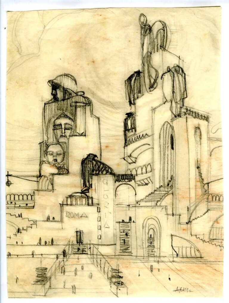 Antonio Sant’Elia, Monumento celebrativo di Roma e della sua gloria, 1911. Courtesy Fondazione Massimo e Sonia Cirulli, San Lazzaro di Savena