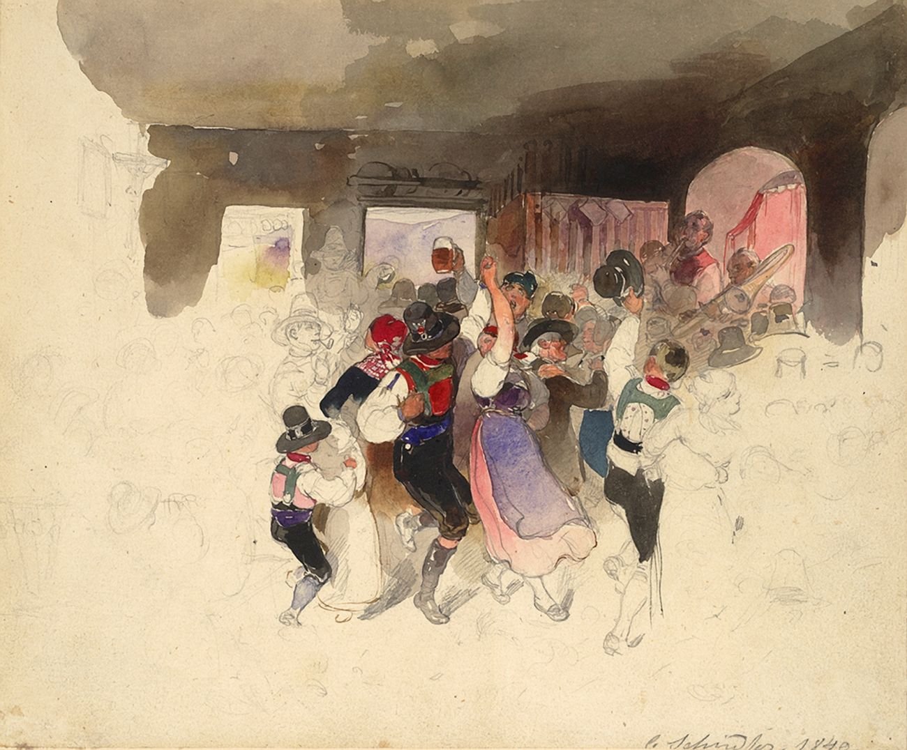 Carl Schindler, Il ballo, 1840. Albertina Museum, Vienna