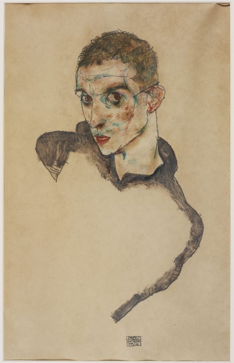 Egon Schiele, Self portrait, 1914, Watercolour and pencil on paper, Ömer Koç, Image courtesy Hadiye Cangökçe