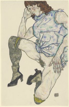 Egon Schiele, Squatting Girl 1917, Gouache and crayon on paper © Staatliche Graphische Sammlung München