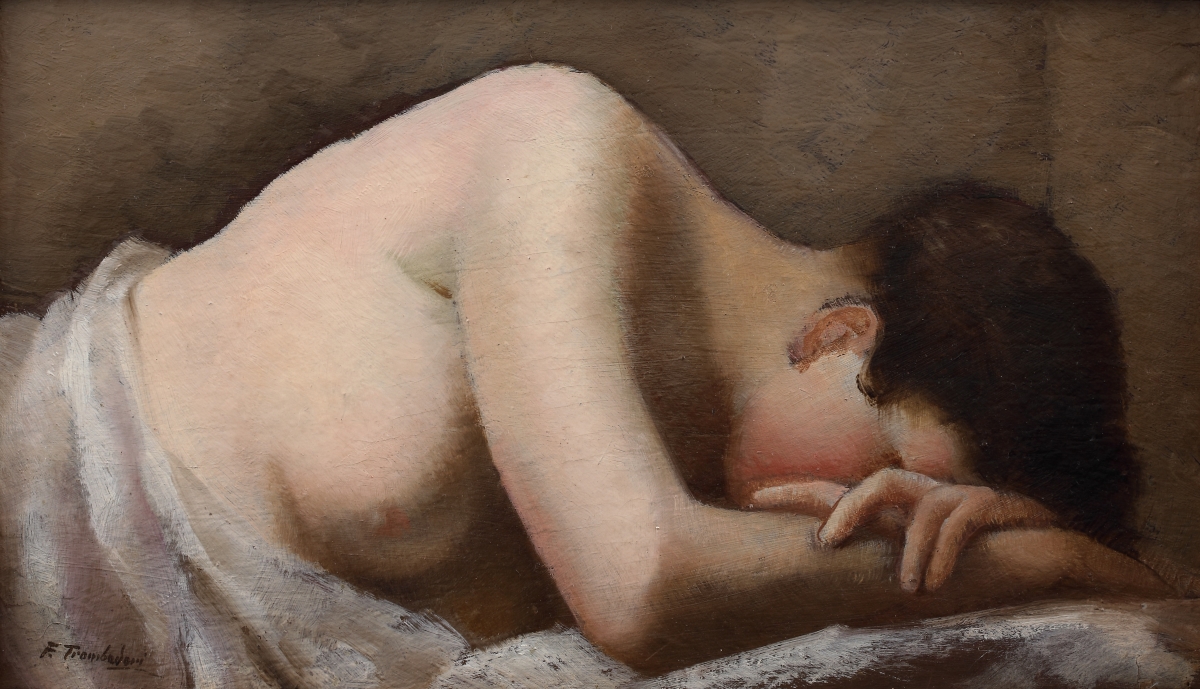 Francesco Trombadori, Fanciulla che dorme, 1926 ca, olio su cartone pressato