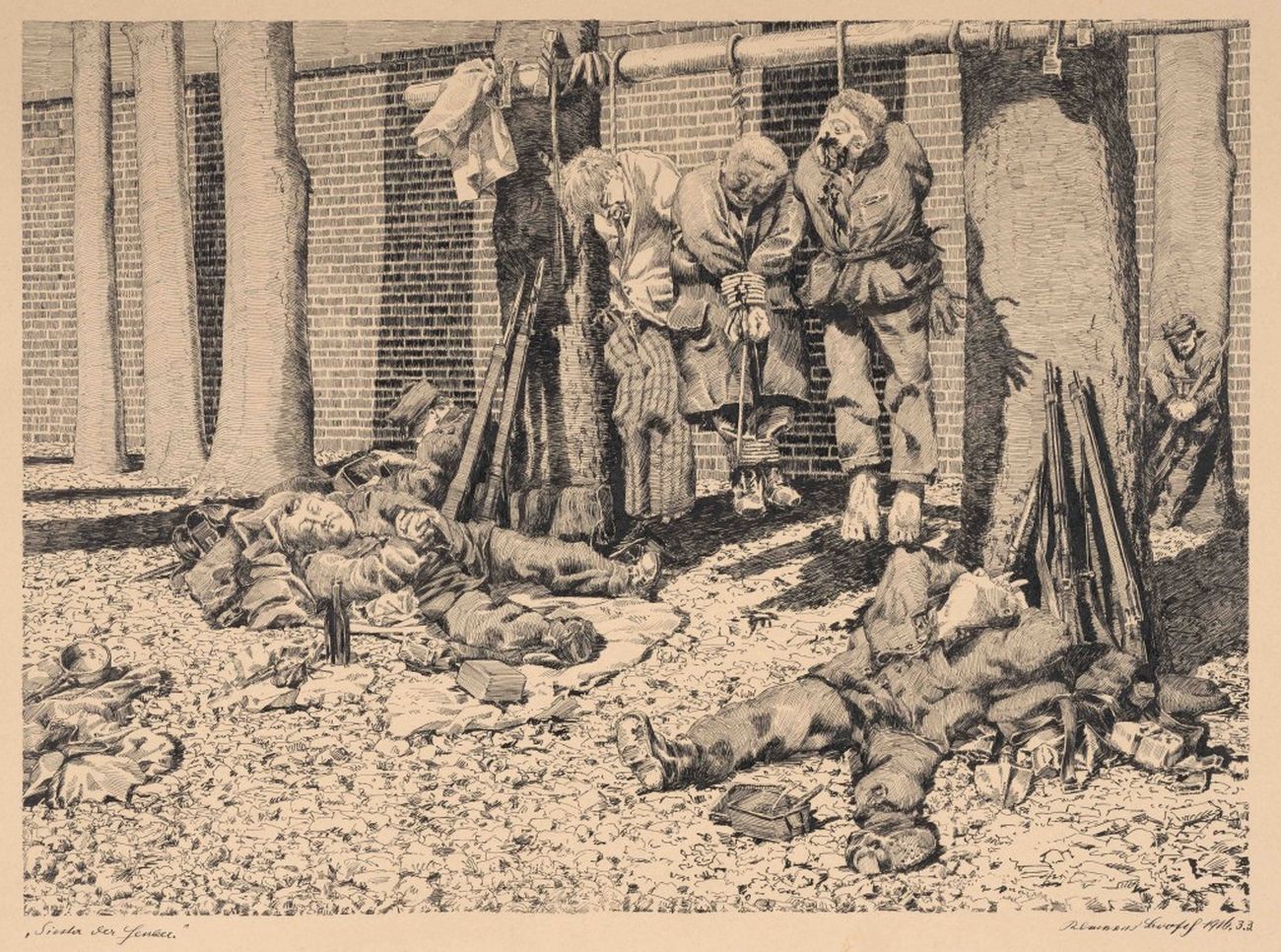 Klemens Brosch, La siesta dei condannati a morte, 1916 © NORDICO Stadtmuseum Linz