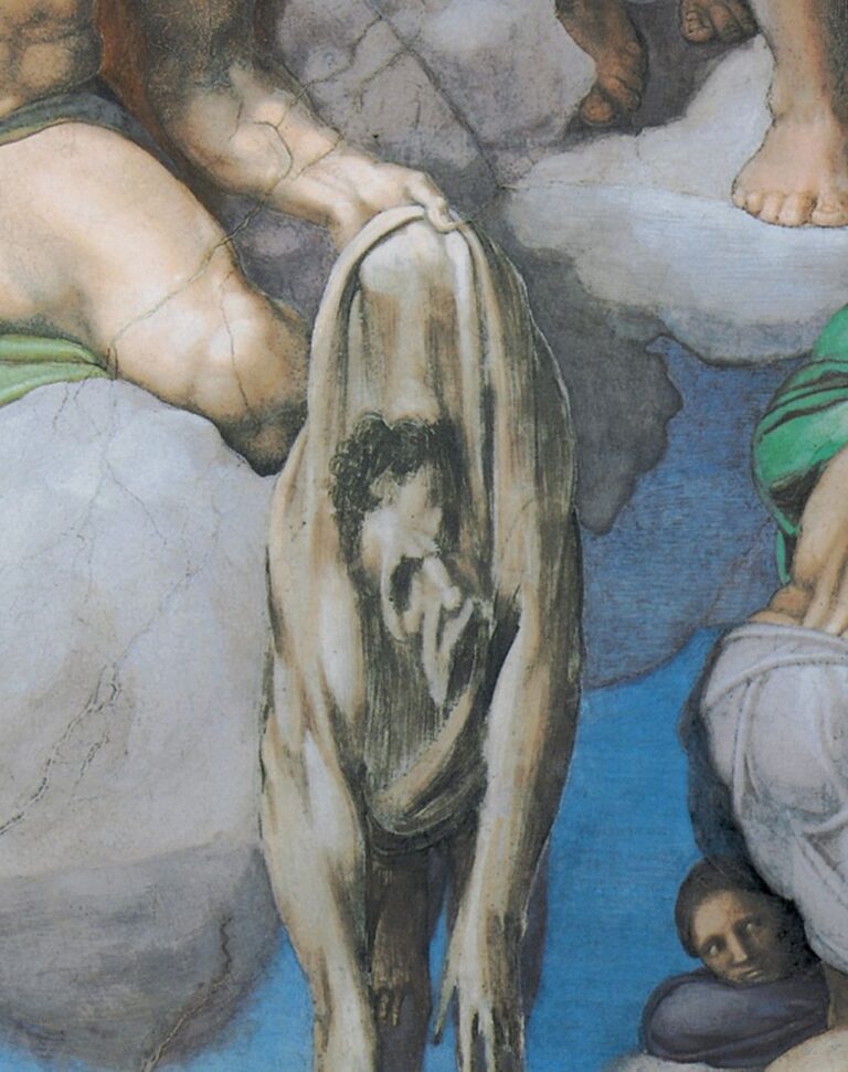 Michelangelo, Giudizio Universale, 1536-41, San Bartolomeo con autoritratto, dettaglio