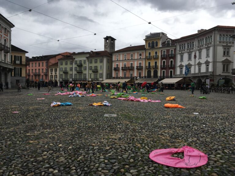 Quel che resta dell'installazione Apolide di Oppy De Bernardo, dopo il firto collettivo. Locarno 2018