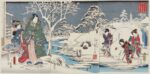 Utagawa Hiroshige e Utagawa Kunisada, Genji dell’Est. [Capitolo 12]. Il giardino innevato, 1854, dodicesimo mese. Museum of Fine Arts, Boston William Sturgis Bigelow Collection