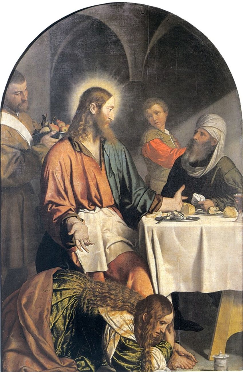 Alessandro Bonvicino detto il Moretto, Cena in casa di Simone Fariseo, 1550 ca. Brescia, Santa Maria in Calchera