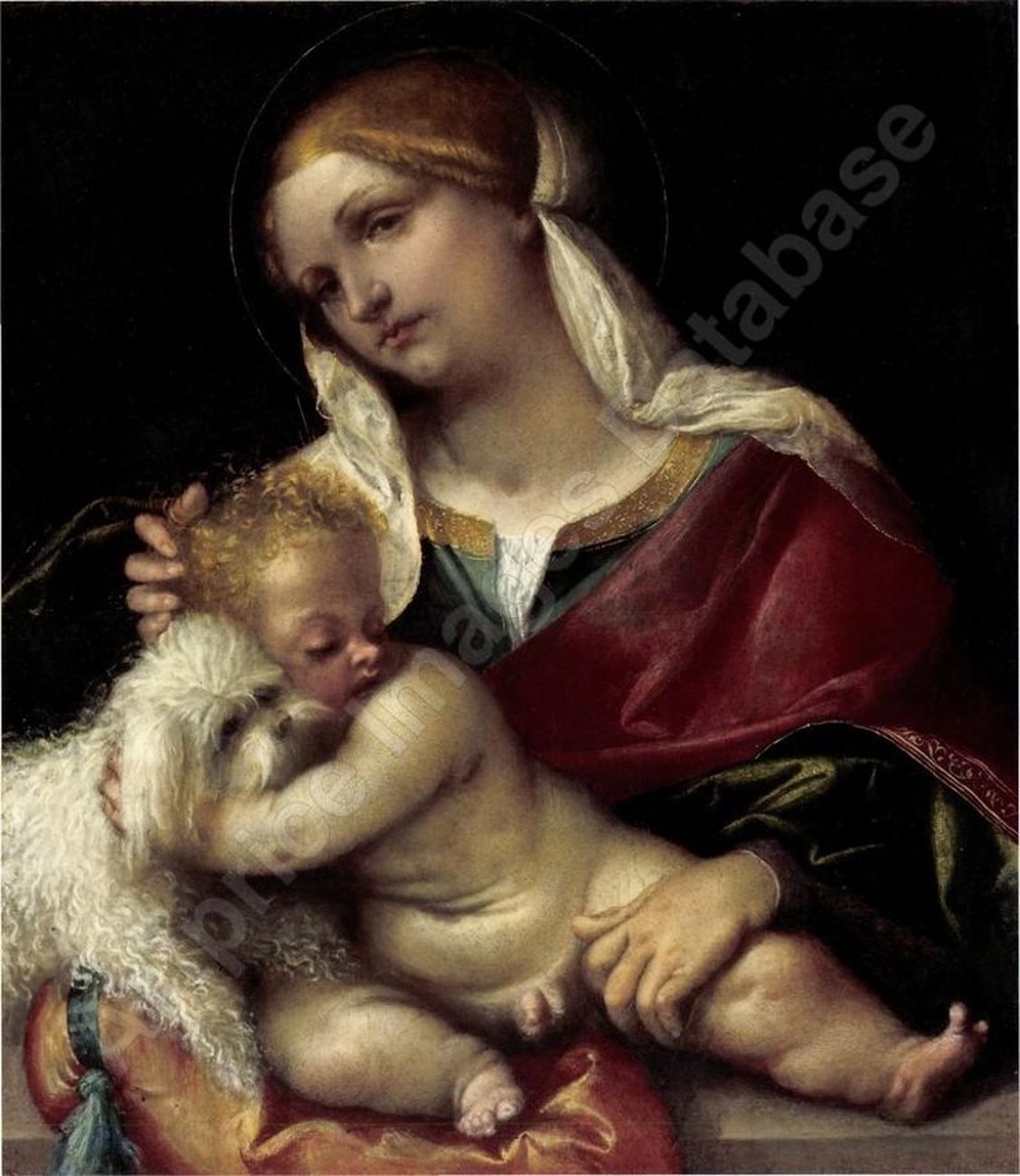 Alessandro Bonvicino detto il Moretto, Madonna col Bambino che abbraccia un cane, 1516 ca. Alana Collection, Newark, Delaware