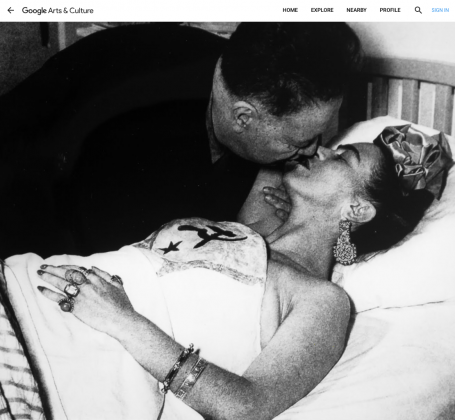 Diego Rivera con Frida Kahlo en el Hospital Inglés