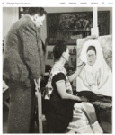 Diego Rivera watching Frida paint a self portrait