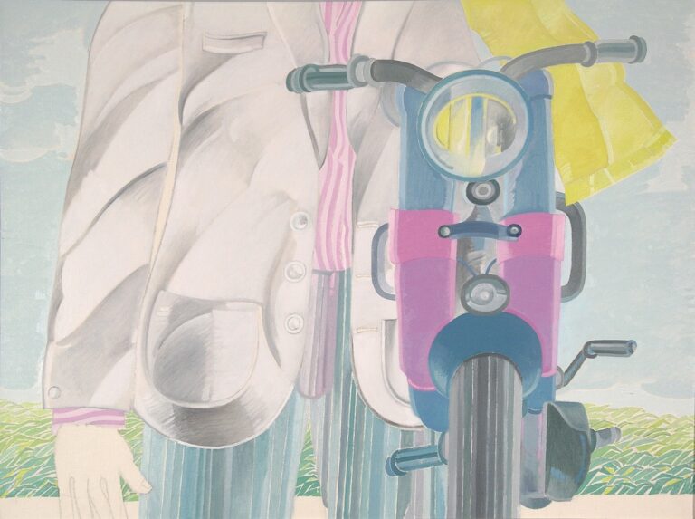 Umberto Buscioni,Con la moto, 1967 Olio e smalto su tela Centro per l'Arte Contemporanea Luigi Pecci, Prato Donazione di Carlo Palli