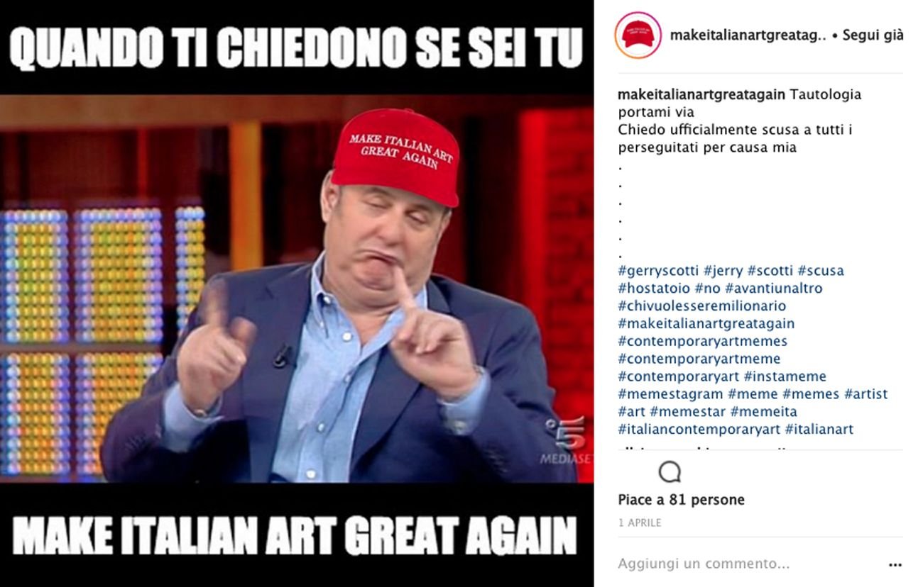 Giulio Alvigini, Make italian art great again. Gerry Scotti hashtag