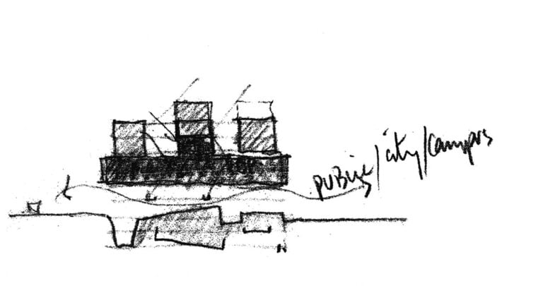 Grafton Architects, Sketch section for Bocconi, Università Luigi Bocconi, Milano 2008