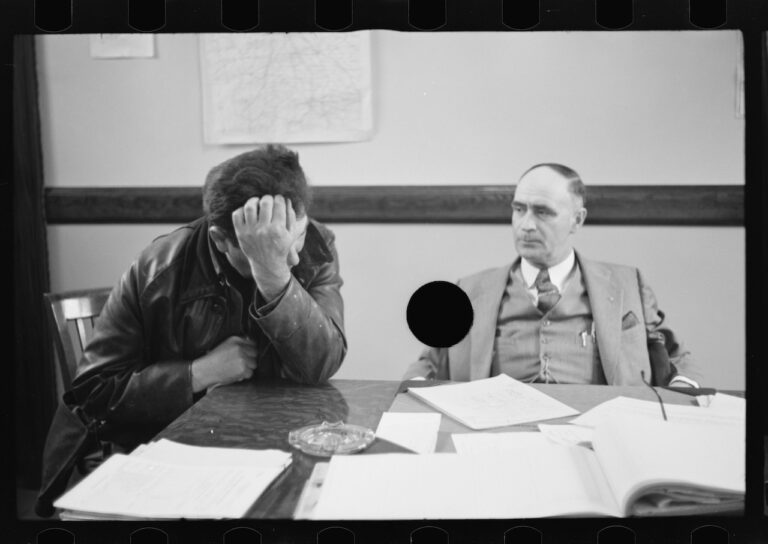 Theodor Jung Untitled photo, possibly related to: Rehabilitation client worrying over his accounts, Jackson County, Ohio April 1936 Digital print from scanned 35mm b&w negative Library of Congress, Prints & Photographs Division, FSA/OWI Collection