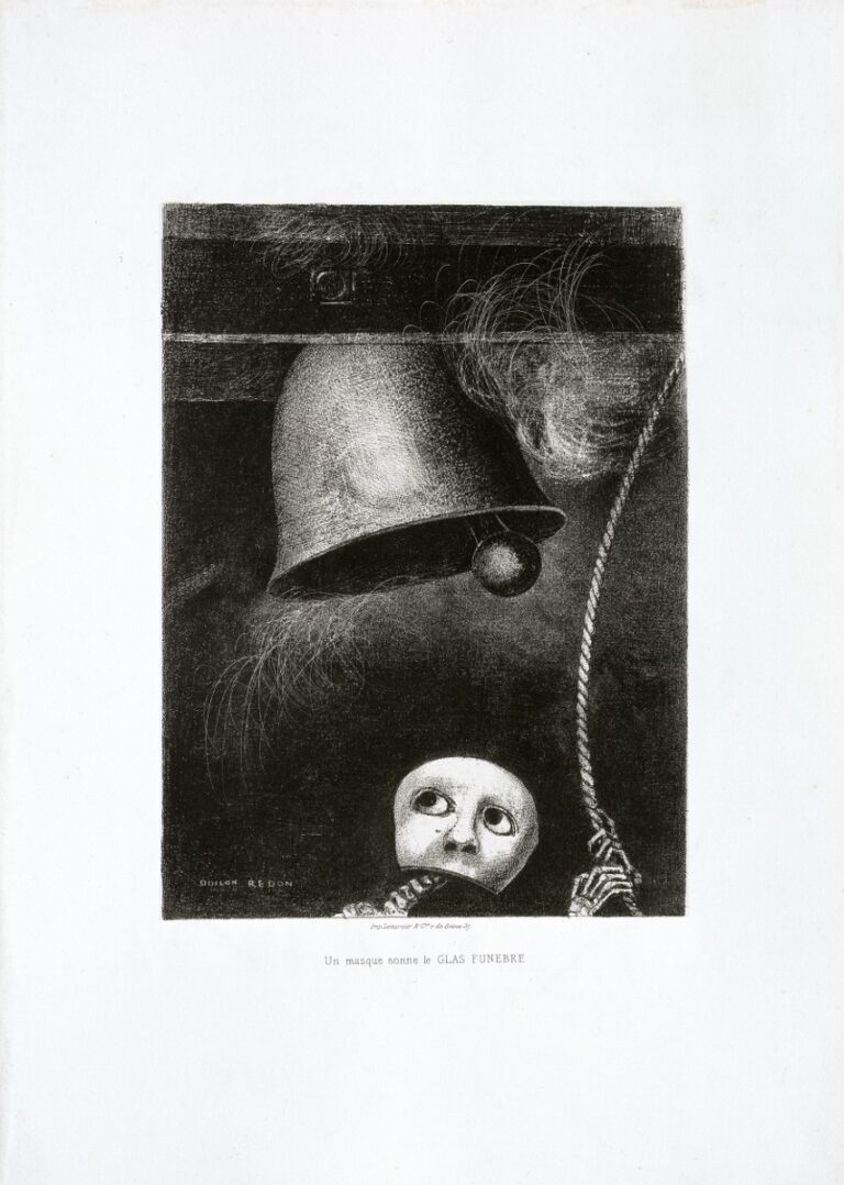 Large Odilon Redon, Un masque sonne le glas funèbre (Een masker luidt de begrafenisklok), 1882