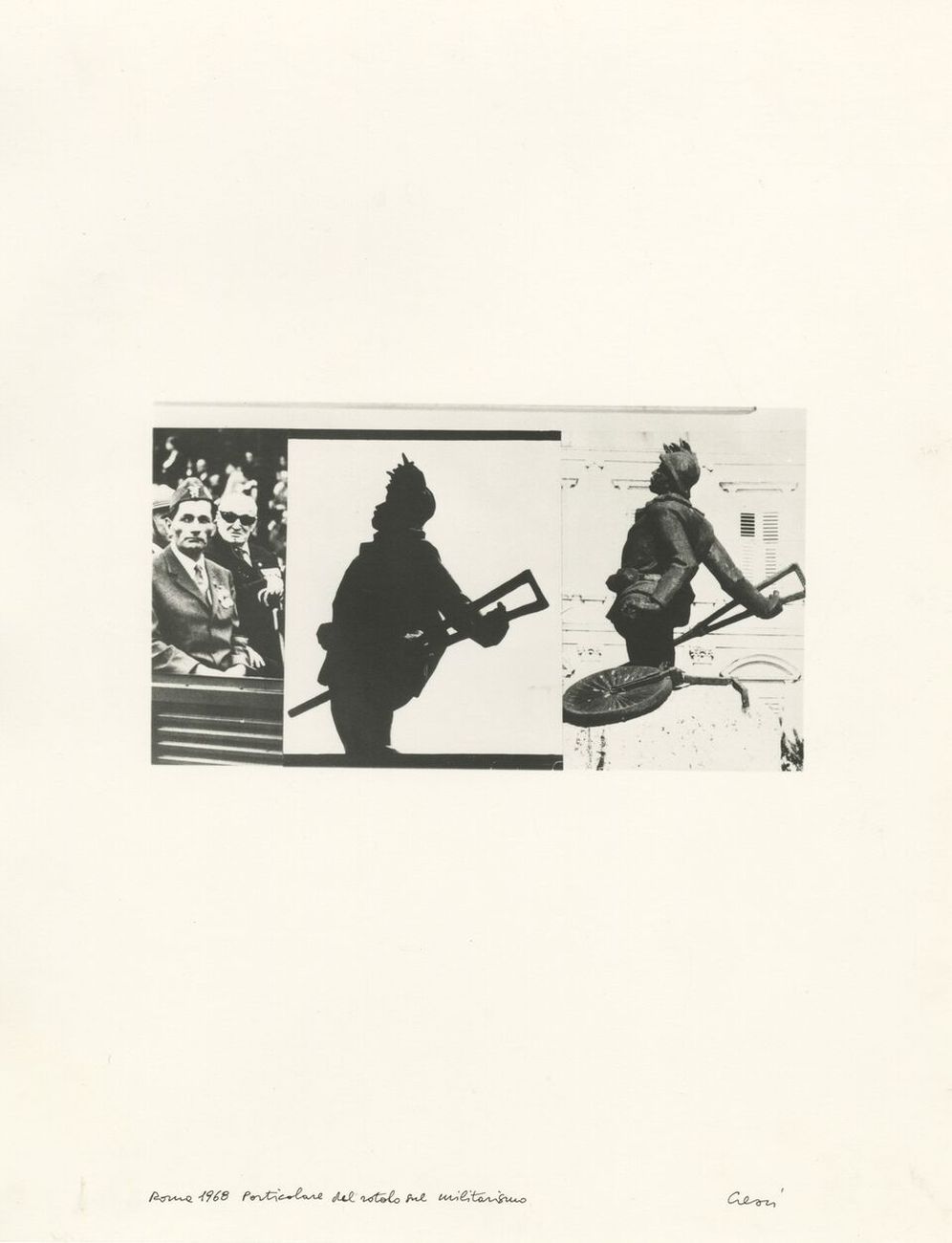Mario Cresci, Roma, 1968, particolare del rotolo sul militarismo, 1968