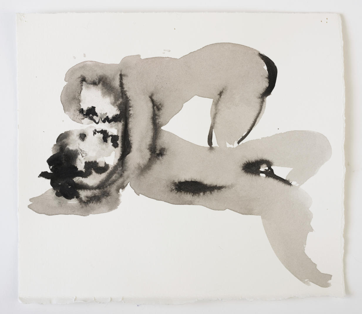 Marlene Dumas, Venus with the Body of Adonis, 2015–16. Ink wash and metallic acrylic on paper. 25,5 x 28,5 cm. Collection of the artist. © Marlene Dumas. Photo Peter Cox