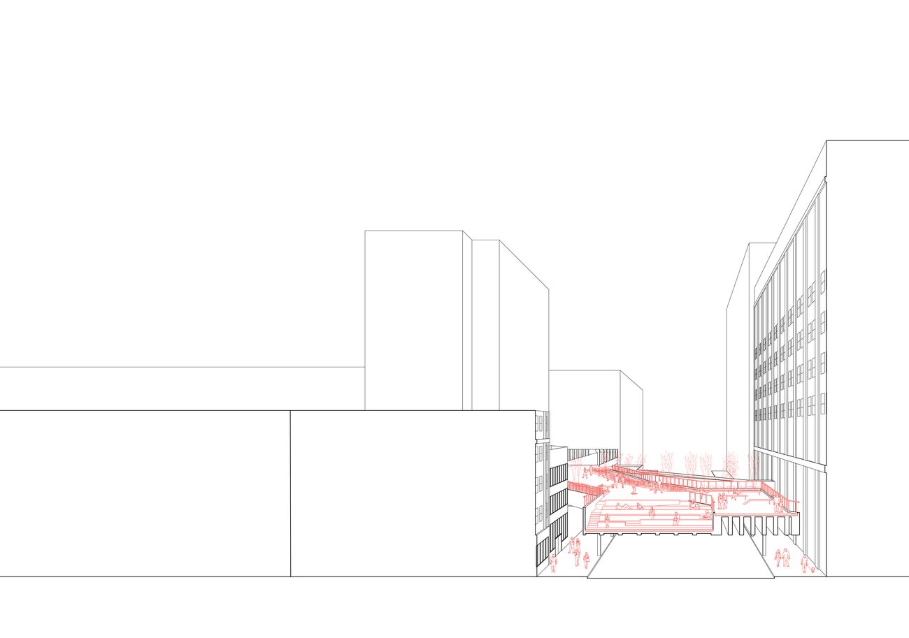 New York, High end along the High Line. Architectural drawing by Angelo Caccese