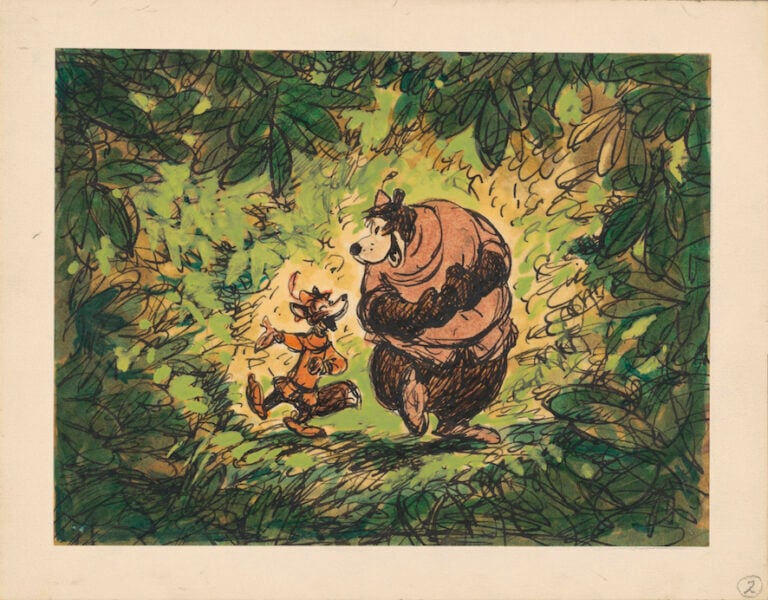 Robin Hood, 1973. Disney Studio Artist. Concept art. Gouache, marker, and ink on paper © Disney Enterprises Inc.