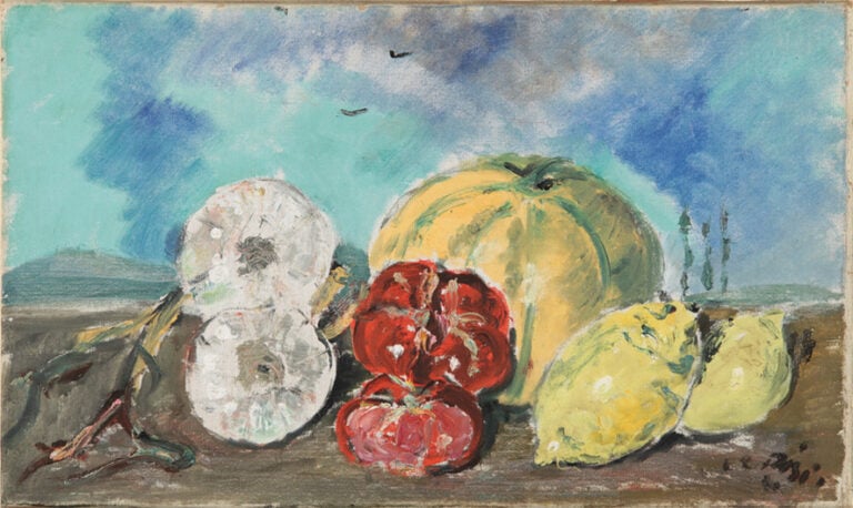 Filippo De Pisis, Natura morta con frutta, 1940, olio su tela, Collezione privata, courtesy Galleria Bottegantica Milano Bologna