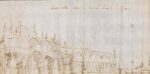 Canaletto (1697-1768), Piazza San Marco: studio della facciata della Basilica e di Palazzo Ducale, Venezia, 1740-1743, penna e inchiostro bruno, cm 14,2 x 28,5, Venezia, collezione privata