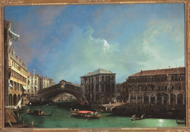 Canaletto (1697-1768), Il ponte di Rialto da Nord, Venezia, 1725, olio su tela, cm 90,5 x 134,6, Torino, Pinacoteca del Lingotto Giovanni e Marella Agnelli © Pinacoteca del Lingotto Giovanni e Marella Agnelli, Torino