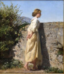 Filippo Palizzi, Filomena, contadina che spia dietro un muro, Cava, 1864, Olio su tela, 32 x 27 cm.Galleria Nazionale d’Arte Moderna e Contemporanea di Roma