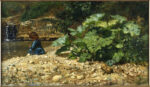 Filippo Palizzi, Gran pianta acquatica sul greto d’un torrente figurina di bambina seduta, Cava, 1861, Olio su tela, 56 x 32 cm.Galleria Nazionale d’Arte Moderna e Contemporanea di Roma