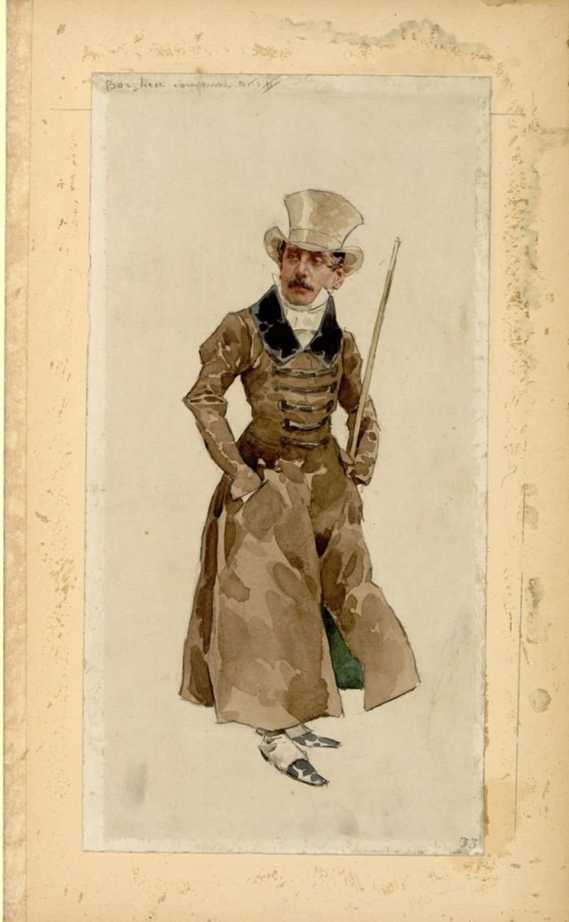 Adolfo Hohenstein, Borghese con il volto di Giacomo Puccini, 1896. Archivio Storico Ricordi, Milano