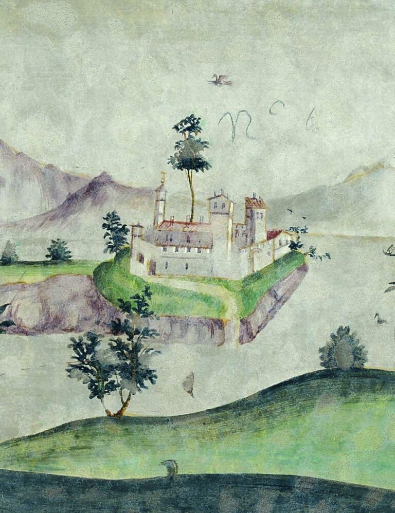 Ambito feltrino, Paesaggio con castello (part.), sec. XVI (Sala degli affreschi)