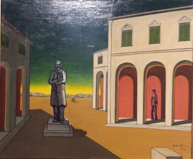 Giorgio de Chirico, Piazza d'Italia con statua di Cavour, 1974