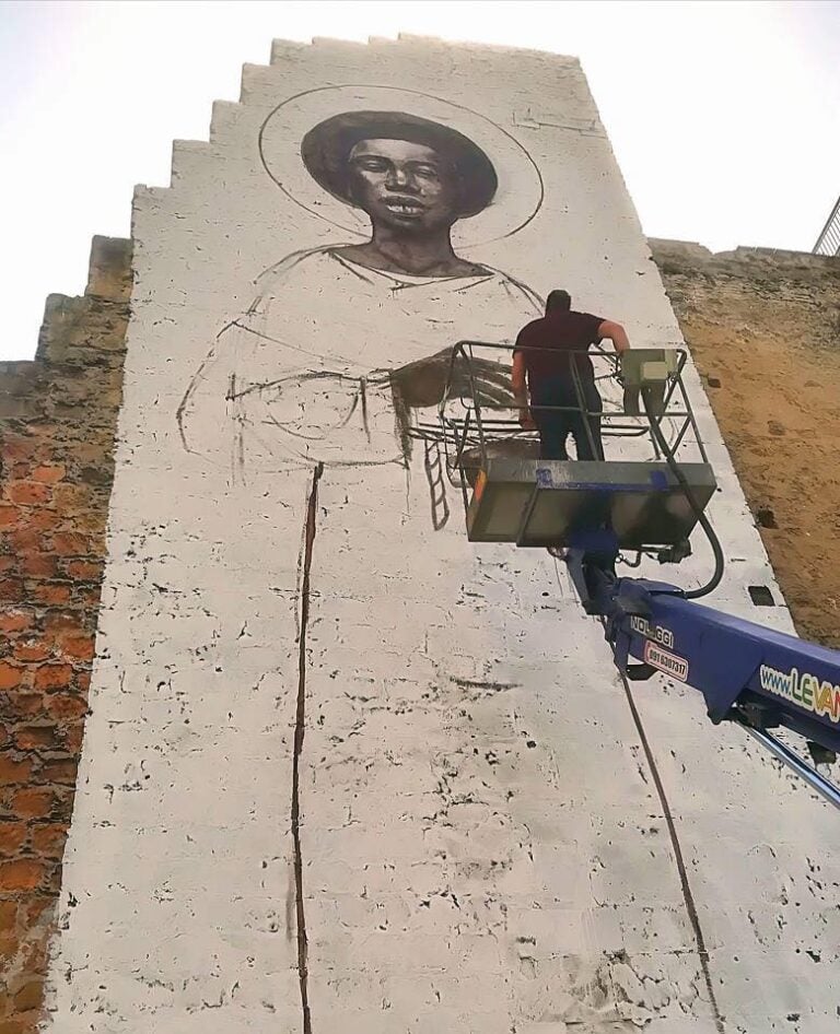 Il muro di Igor Scalisi Palminteri a Ballarò, backstage