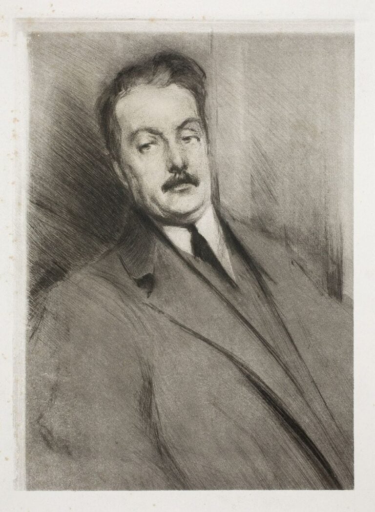 Lino Selvatico, Ritratto di Giacomo Puccini, 1910. Collezione privata