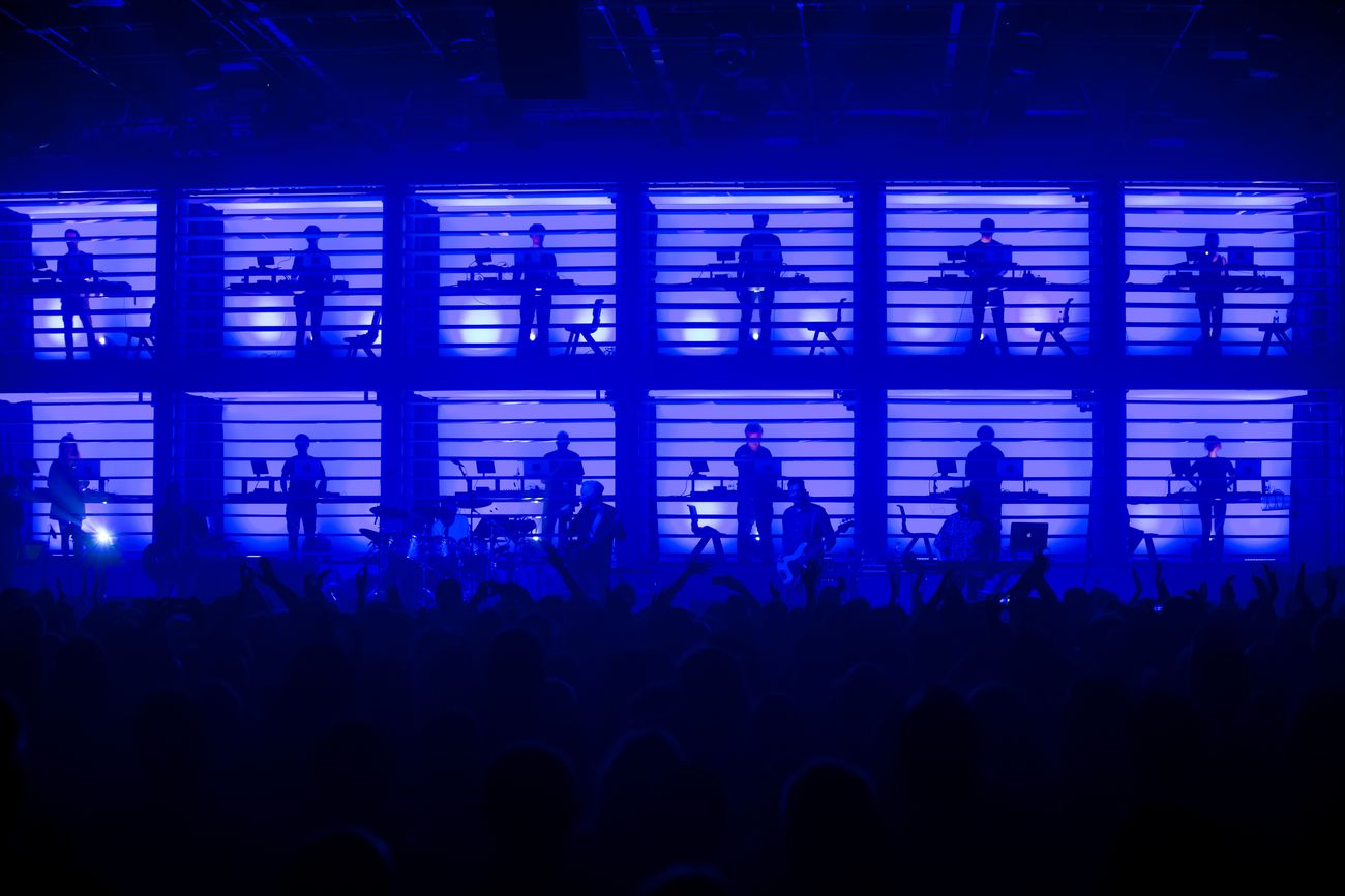 MIF - Manchester International Festival. New Order & Liam Gillick, photo Jon Super