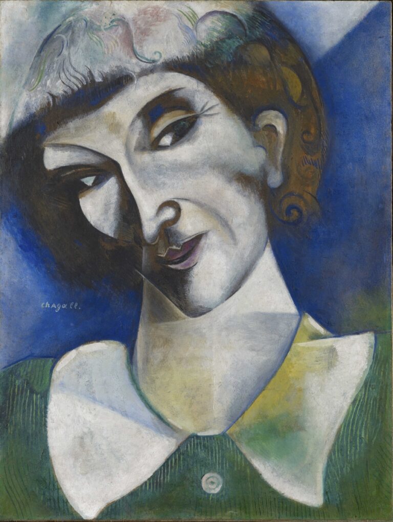 Self Portrait Portrait de l’artiste 1914 Im Obersteg Collection permanent loan to the Kunstmuseum Basel 2004Inv. Im 1081 © Marc Chagall Vegap Bilbao 2018 903x1200 Marc Chagall tra icone russe e avanguardia parigina. A Bilbao in mostra gli anni della svolta