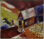 The Flying Carriage La calèche volante 1913 Solomon R. Guggenheim Museum New York Solomon R. Guggenheim Founding Collection 49.1212 © Marc Chagall Vegap Bilbao 2018 1200x1074 Marc Chagall tra icone russe e avanguardia parigina. A Bilbao in mostra gli anni della svolta