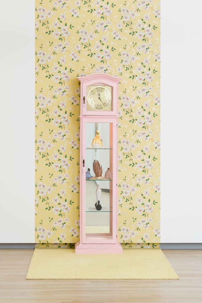 Genevieve Gaignard The Golden Hour, 2017 Grandfather clock, custom porcelain figurines, found perfume bottle 74 x 16 x 11 inches© Genevieve Gaignard, courtesy of the artist and Shulamit Nazarian, Los Angeles