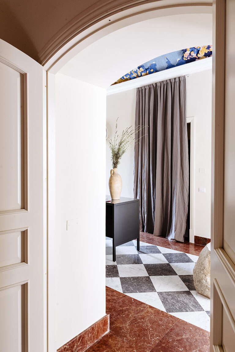 View from the bedroom, Society Limonta curtains, kitchen furniture by Fantin © Piotr Niepsuj