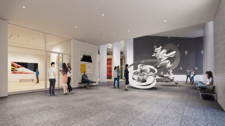 Envisioning the new lobby area of the Hood Museum of Art at Dartmouth College. Rendering by MARCH