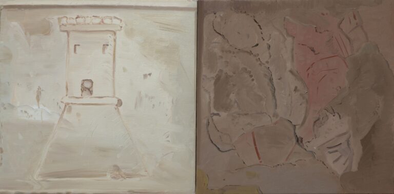 Michele Tocca, Castel/Ieri, 2013, olio su tela, 100 x 50 cm