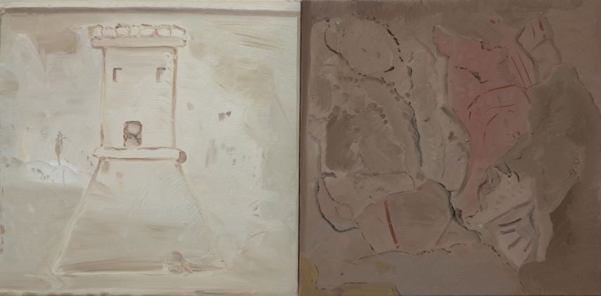 Michele Tocca, Castel/Ieri, 2013, olio su tela, 100 x 50 cm