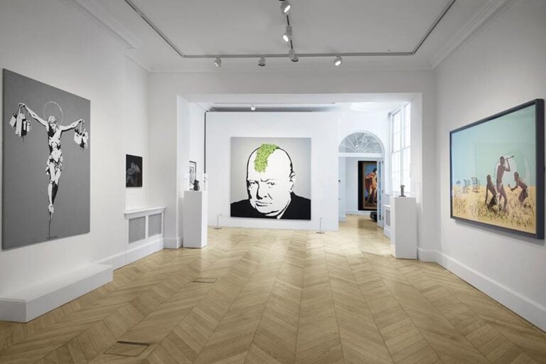 Banksy. Greatest Hits 2002–2008. Exhibition view at Lazinc Sackville Gallery, Londra 2018