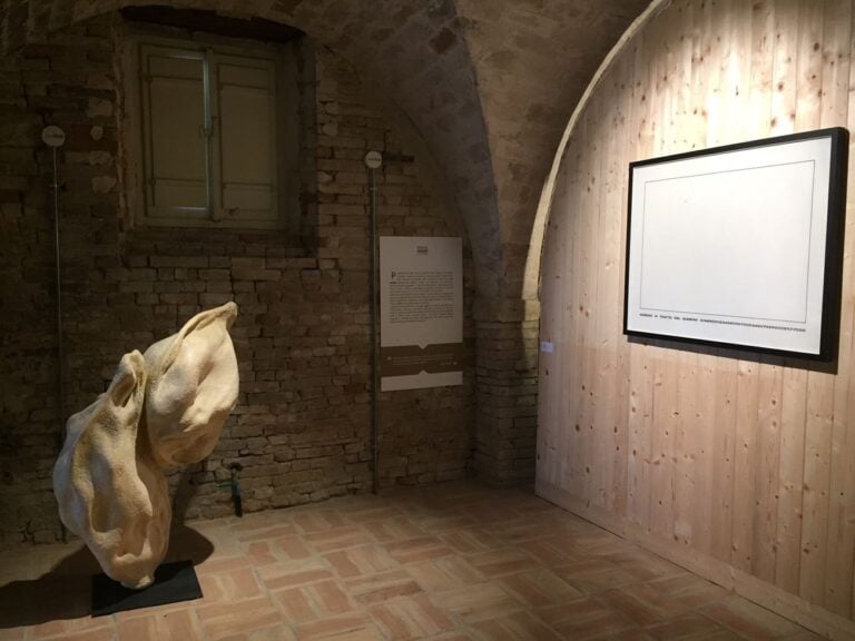 Emilio Isgrò, Lettere, 2018, exhibition view at Casa Museo Osvaldo Licini, Monte Vidon Corrado